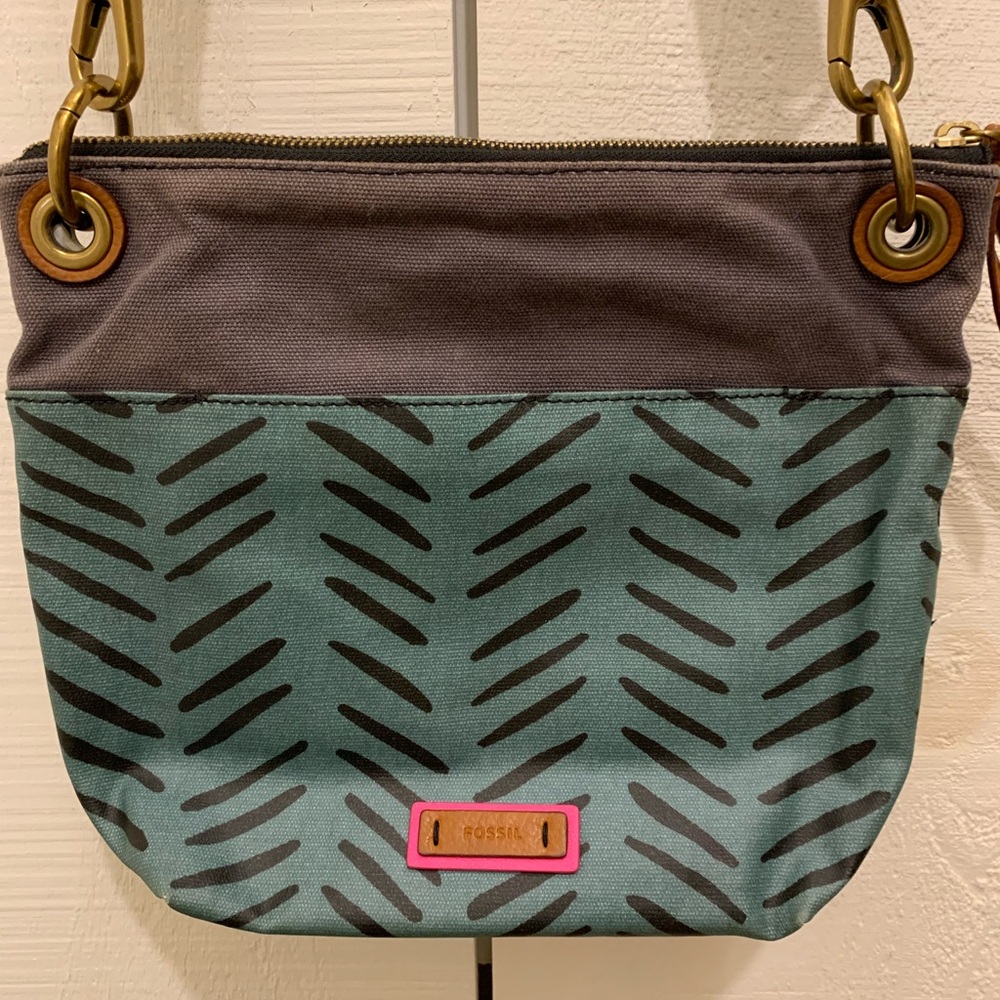 Fossil Waxed Canvas herringbone Crossbody Bag